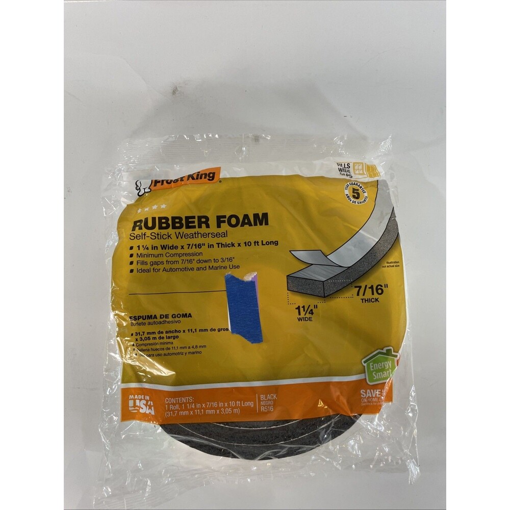 Frost King R516H 1-1/4-Inch by 7/16-Inch by 10-Foot Thick Sponge Rubber Foam NEW